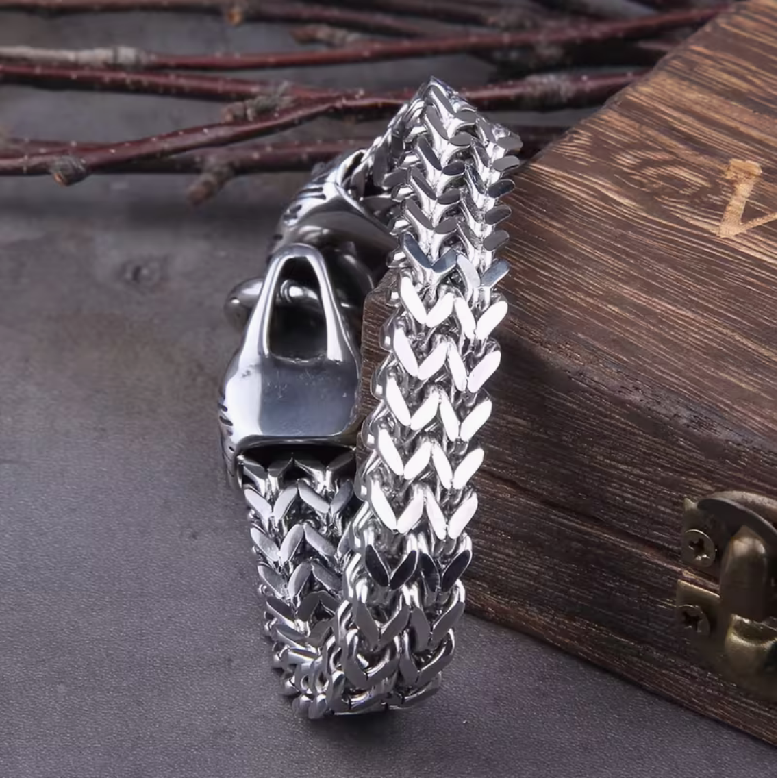 Viking Wolf Head Bracelet