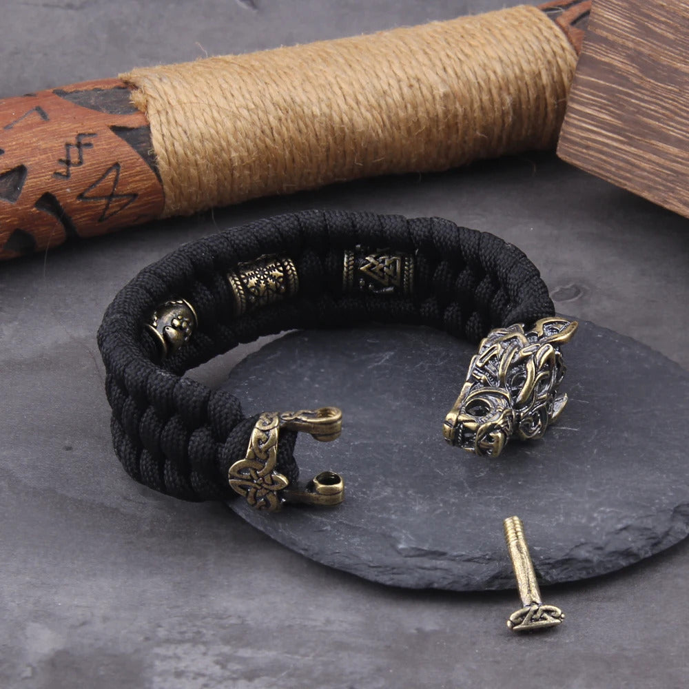 Viking Wolf Head Bracelet