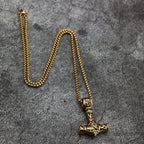 Thor's Hammer Golden Necklace