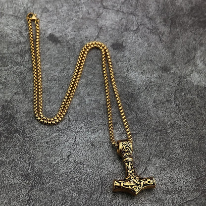 Thor's Hammer Golden Necklace