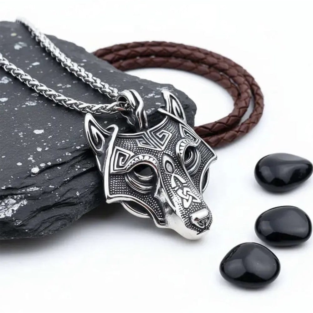 Viking Wolf Head Necklace