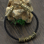 Wolf Head Viking Bracelet With Beads