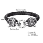 Viking Wolf Head Leather Bracelet