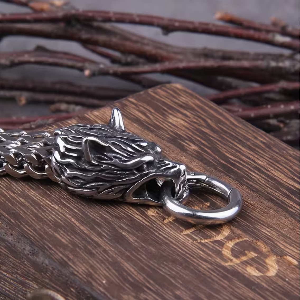 Viking Wolf Head Bracelet