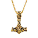 Thor's Hammer Golden Necklace
