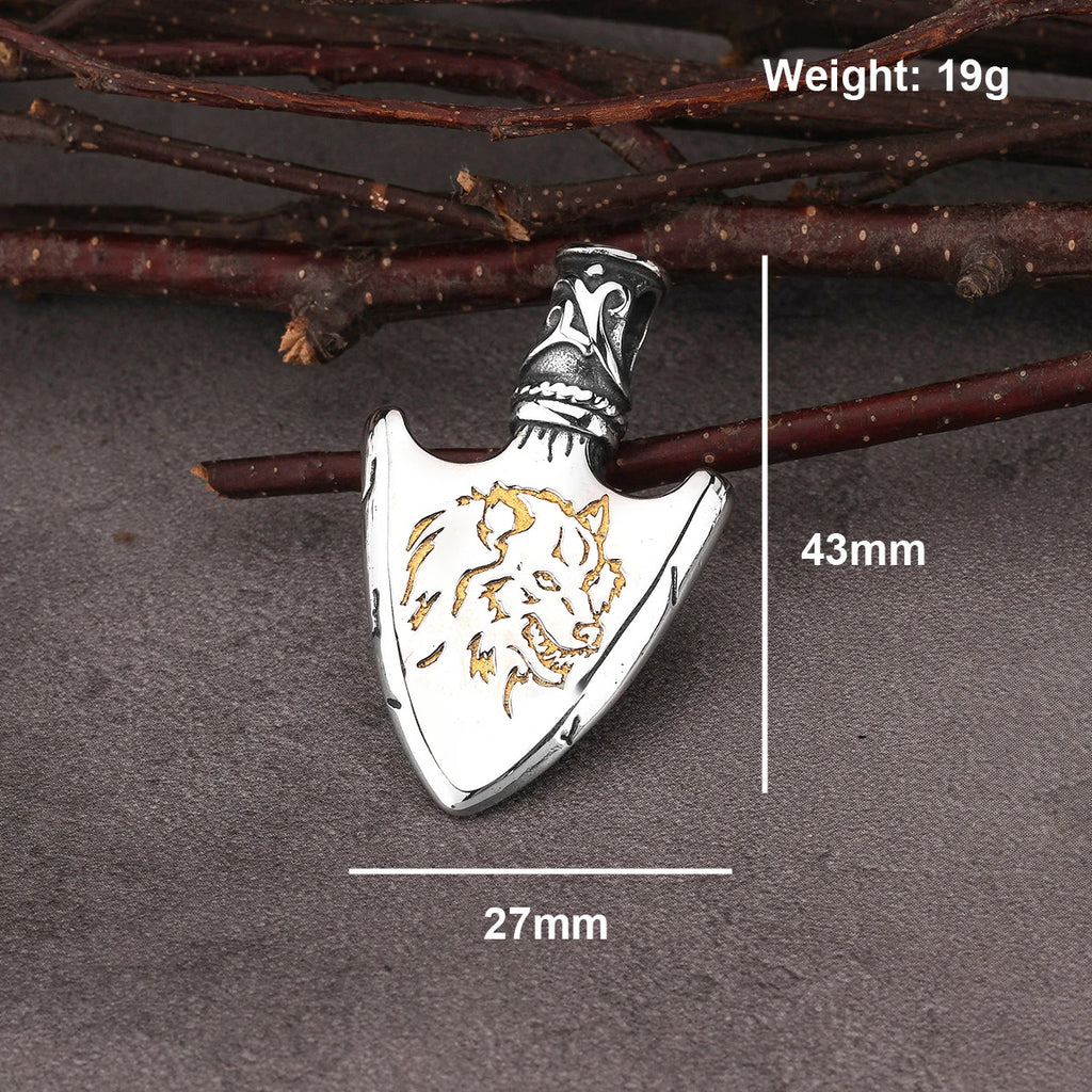 Viking Spear Wolf Necklace