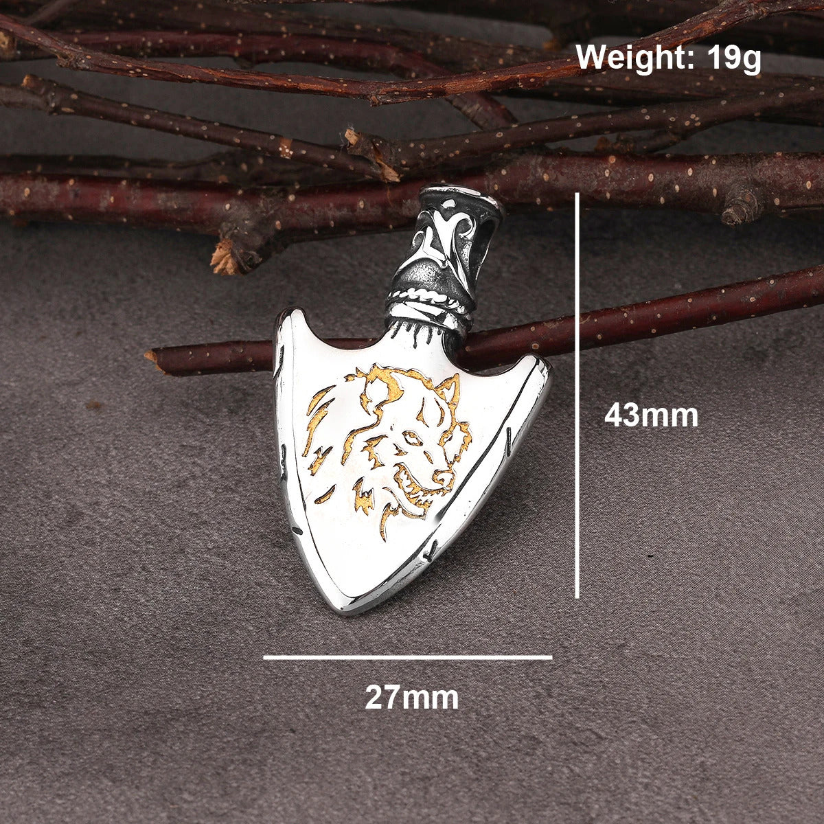 Viking Spear Wolf Necklace
