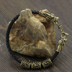 Wolf Head Viking Bracelet With Beads