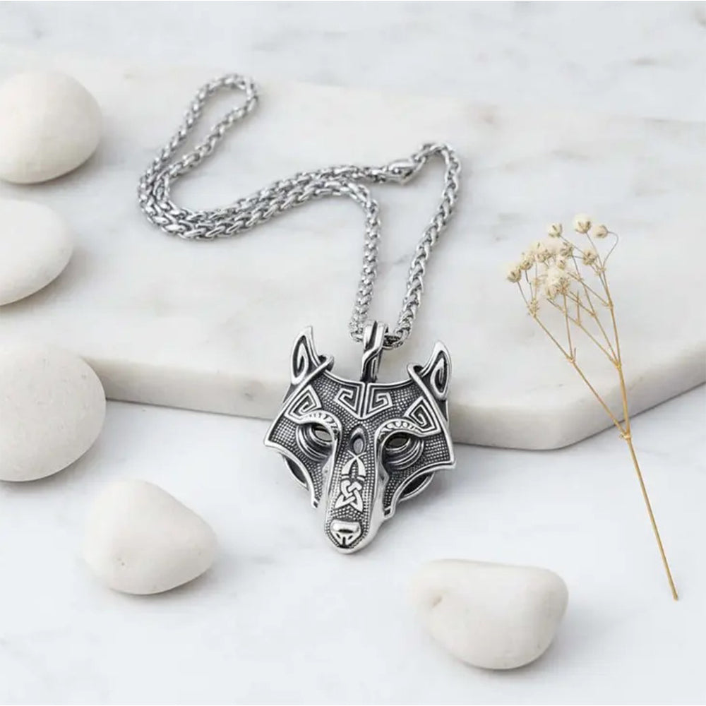 Viking Wolf Head Necklace