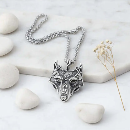 Viking Wolf Head Necklace