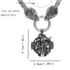 Viking Wolf Head Necklace With Odin Pendant