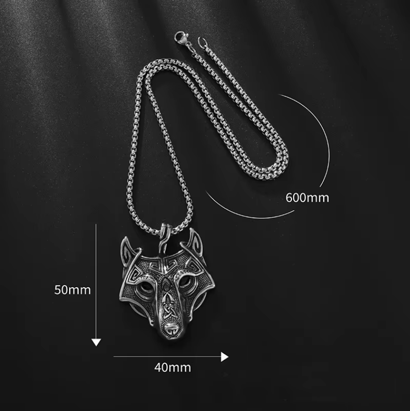 Viking Wolf Head Necklace