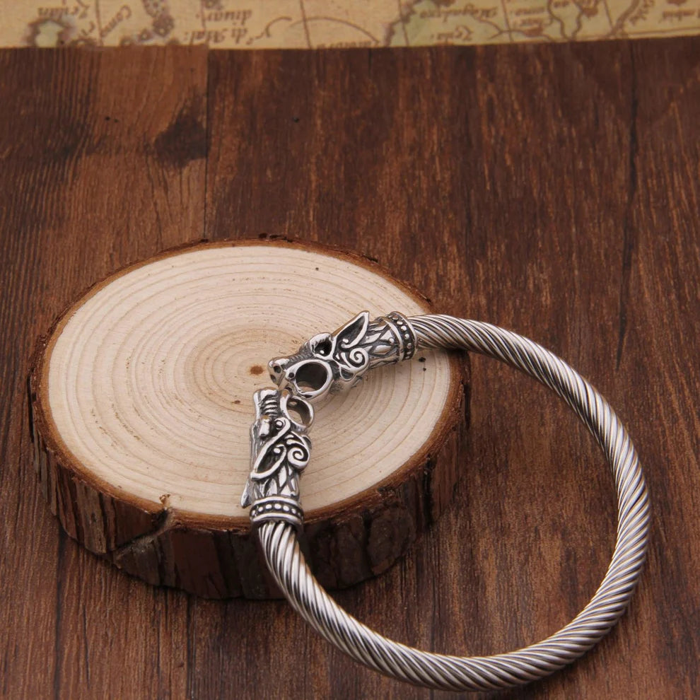 Viking Wolf Head Bracelet