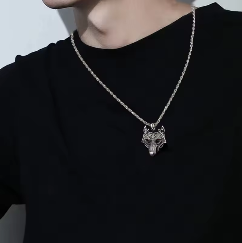 Viking Wolf Head Necklace