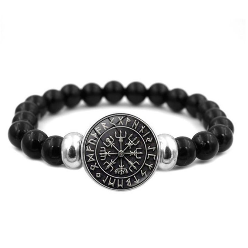 Viking Vegvisir With Runes Beaded Bracelet