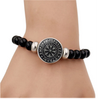 Viking Vegvisir With Runes Beaded Bracelet