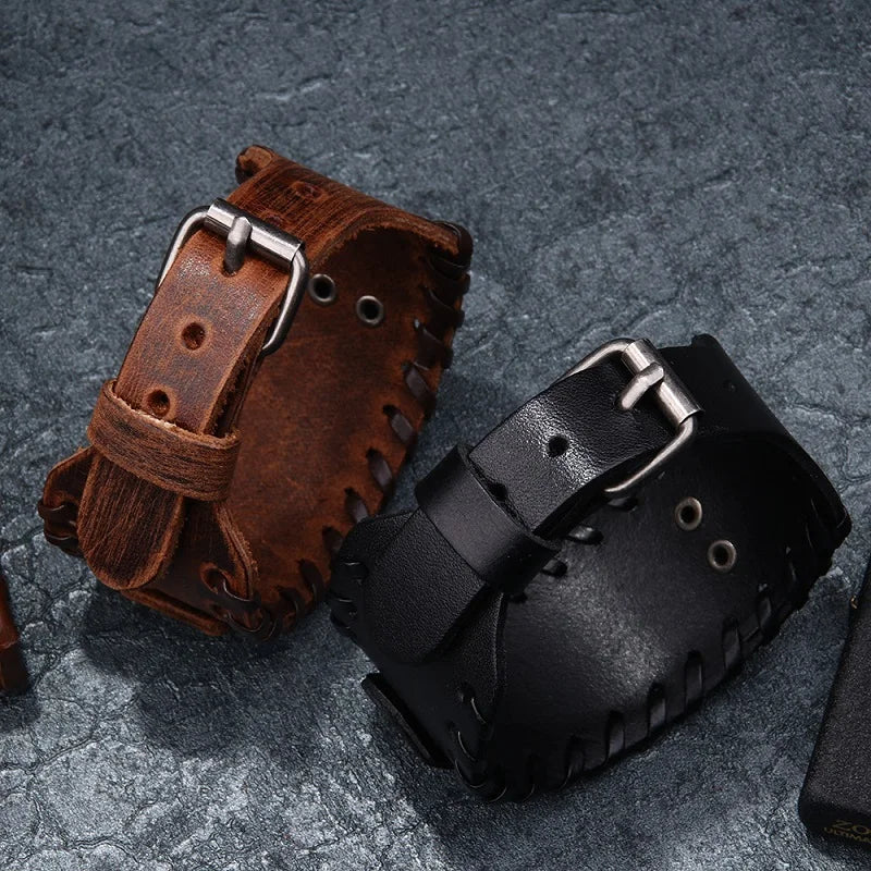 Handmade Thor's Hammer Leather Arm Cuff Bracelet