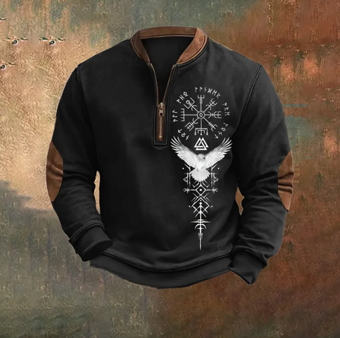 Vintage Viking Zip-Up Collar Sweatshirt