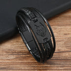 Viking Wolf Head Leather Bracelet