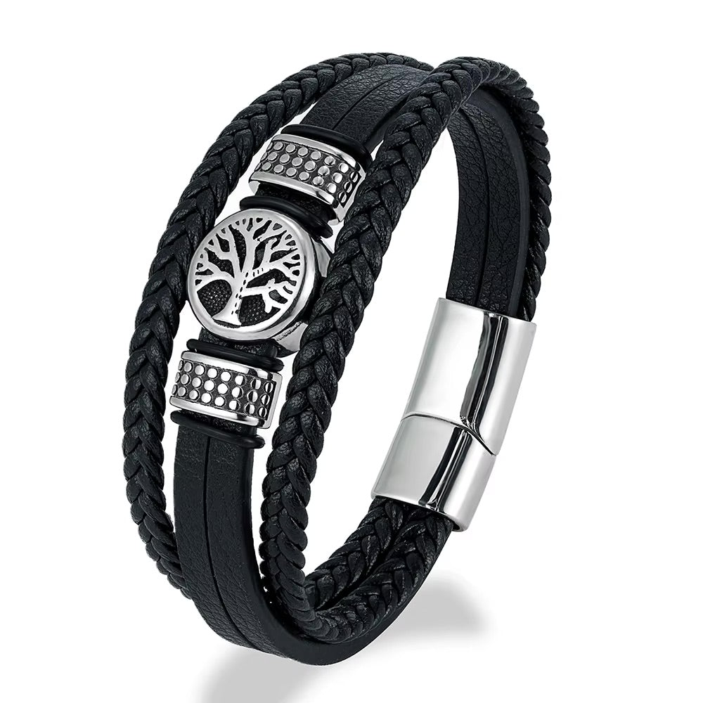 Yggdrasil Tree of Life Leather Bracelet
