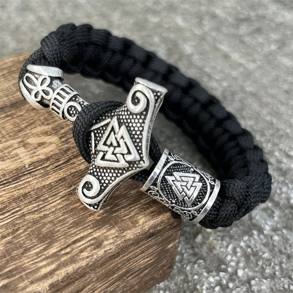 Thor's Hammer With Valknut Bracelet