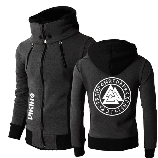 Viking Valknut With Runes Zipper Hoodie