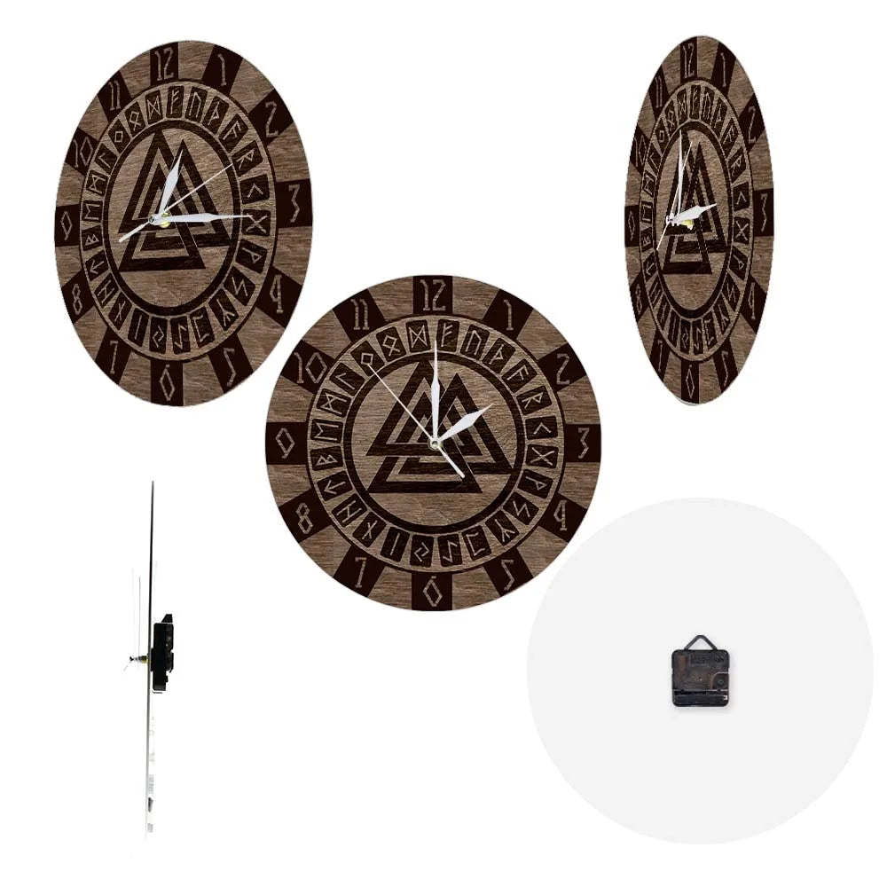 Valknut With Runes Wall Clock