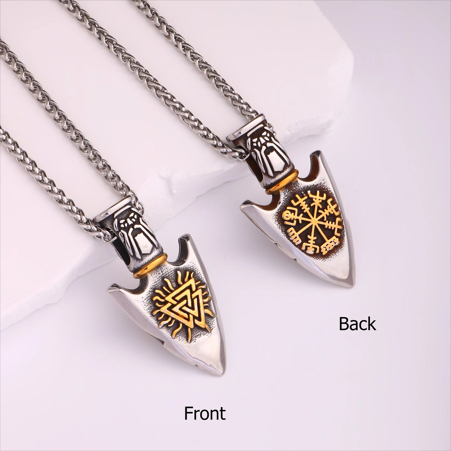 Odin With Vegvisir And Valknut Necklace