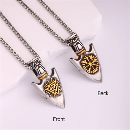 Odin With Vegvisir And Valknut Necklace