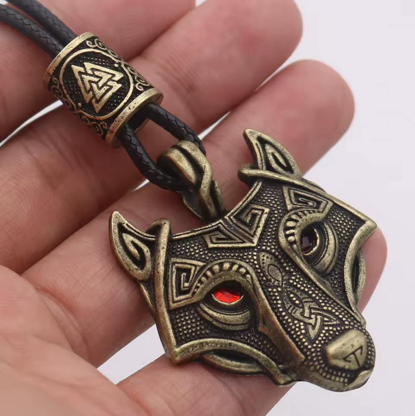 Viking Wolf Head Necklace