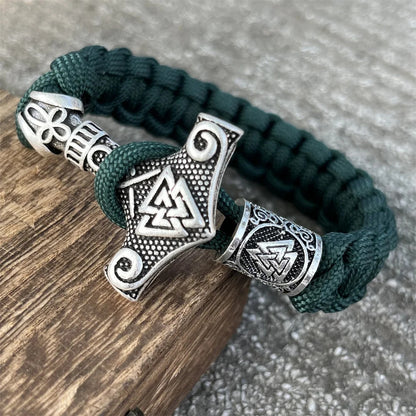 Thor's Hammer With Valknut Bracelet