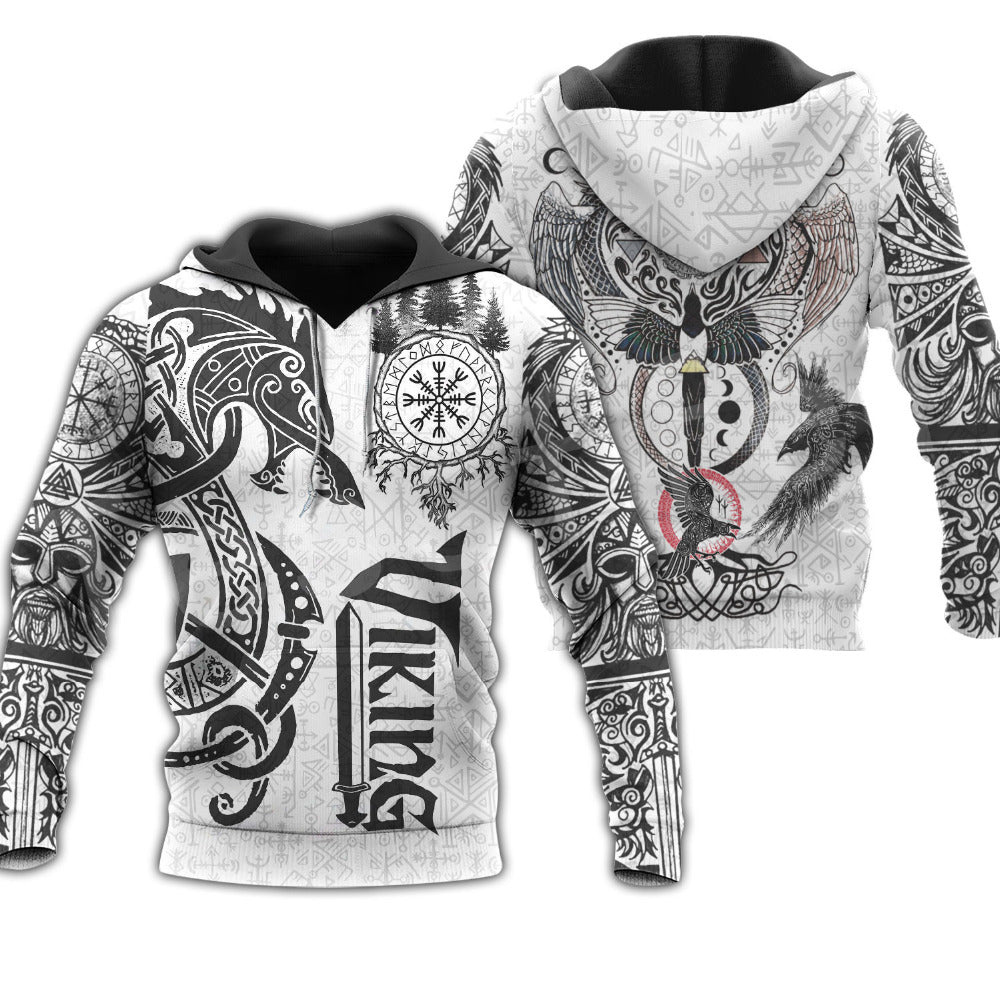 Heren Viking Tattoo Print Hoodies Losse Casual Heren Viking Tattoo Print Hoodies Losse Casual