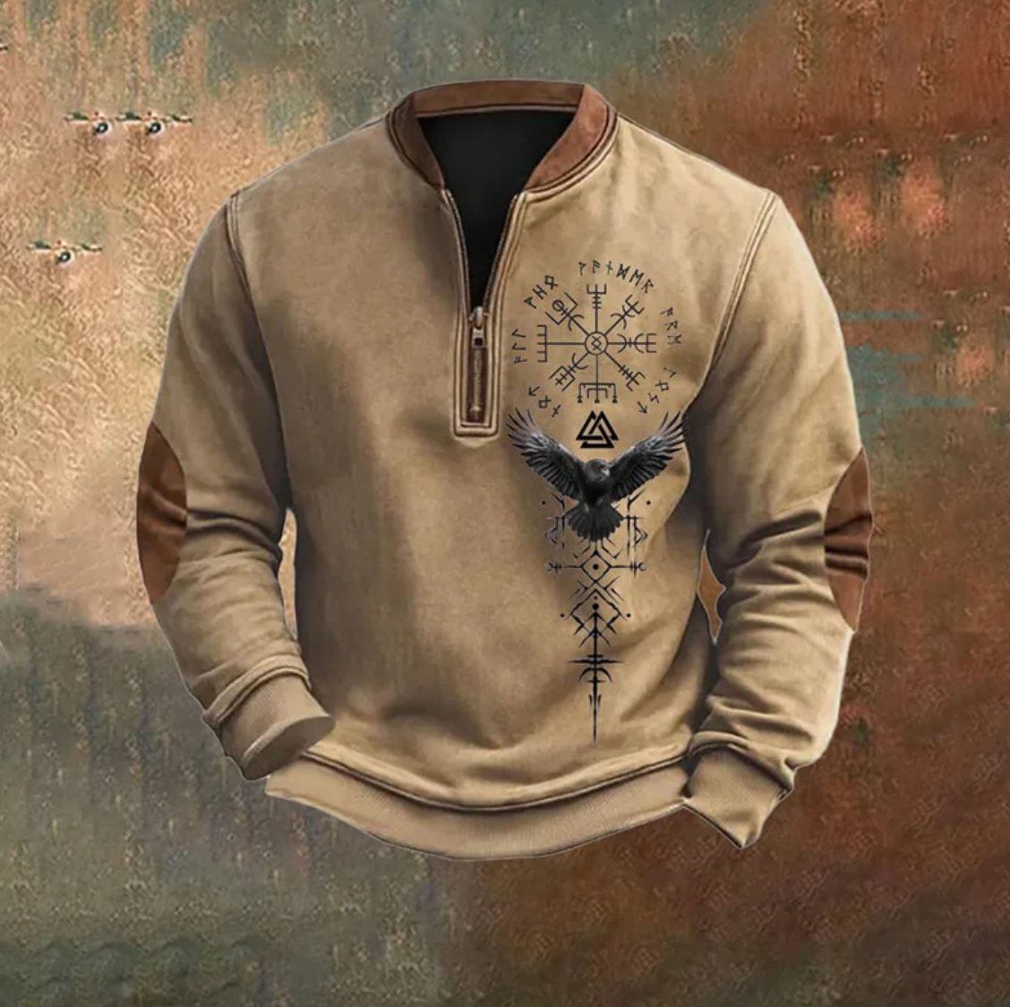 Vintage Viking Zip-Up Collar Sweatshirt