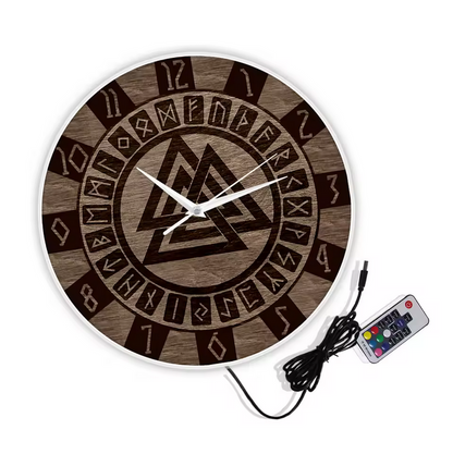 Valknut With Runes Wall Clock