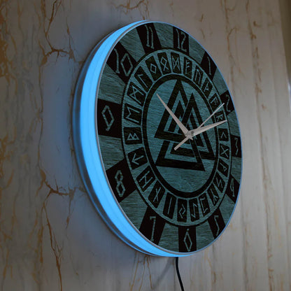 Valknut With Runes Wall Clock