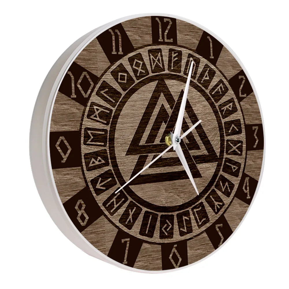 Valknut With Runes Wall Clock