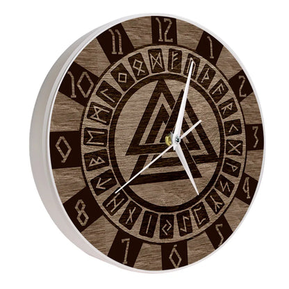 Valknut With Runes Wall Clock