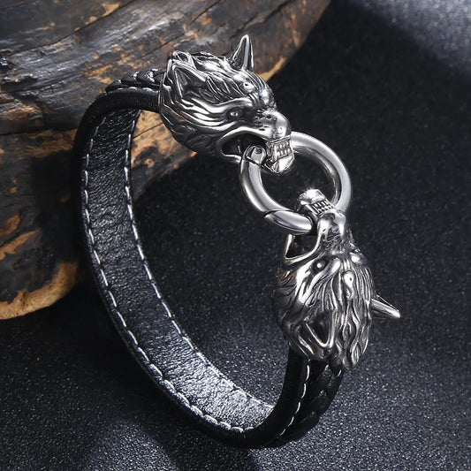 Viking Wolf Head Bracelet