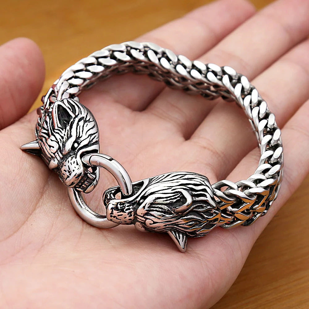 Viking Wolf Head Bracelet