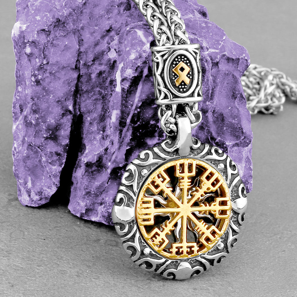 Viking Vegvisir With Rune Bead Chain