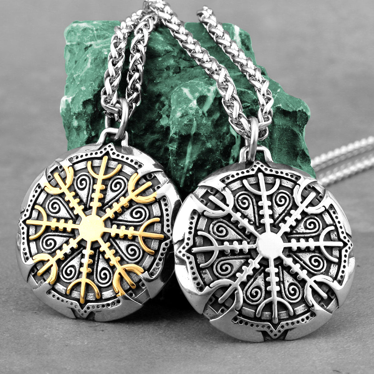 2 in 1 Helm of Awe Stainless Steel Viking Necklace