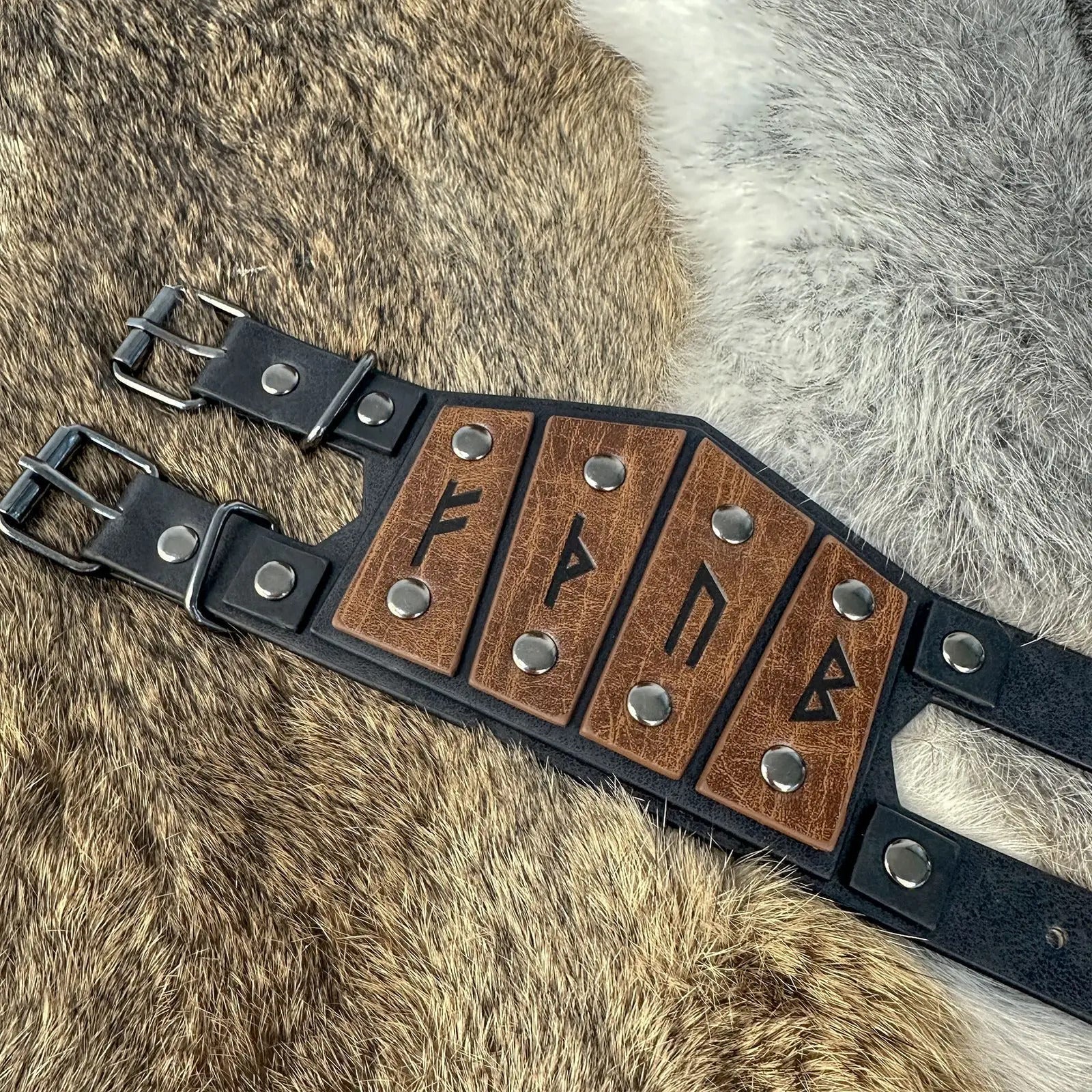 Vikings Runes Leather Bracelet