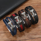 Thor's Hammer Braided Leather Bracelet