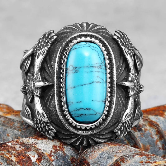 Raven Ring With Turquoise Gemstone