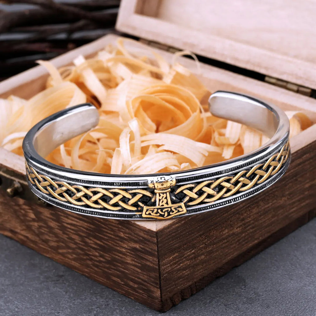 Thor's Hammer Bangle With Wooden Box
