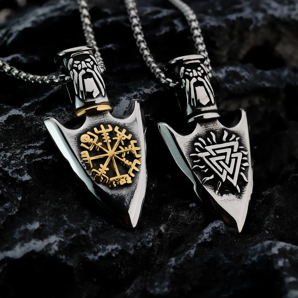 Odin With Vegvisir And Valknut Necklace