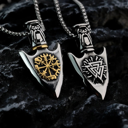 Odin With Vegvisir And Valknut Necklace