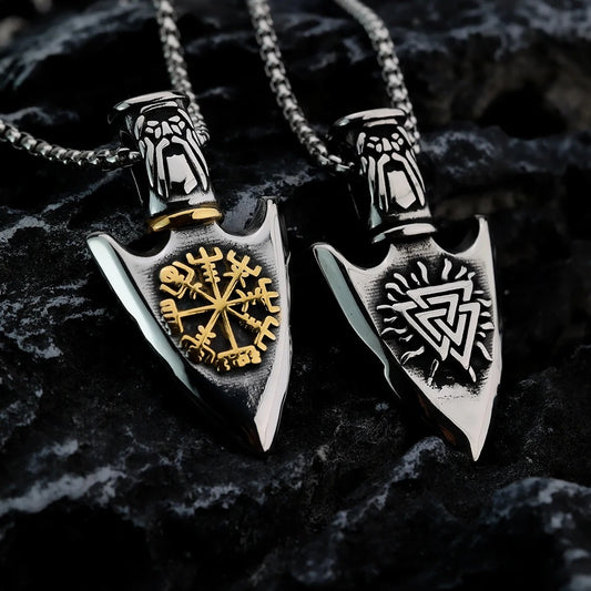 Odin With Vegvisir And Valknut Necklace
