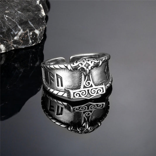 Mjölnir Ring With Runes