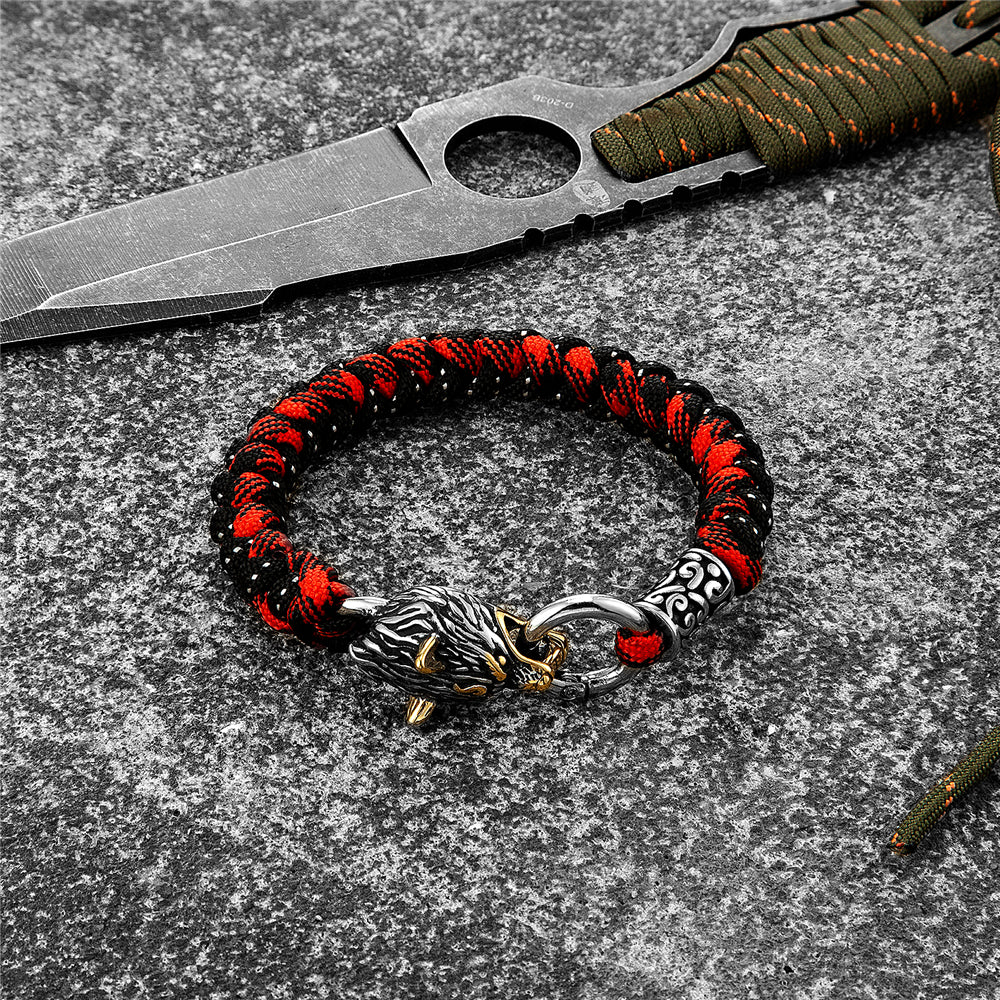 Viking Wolf Head Bracelet